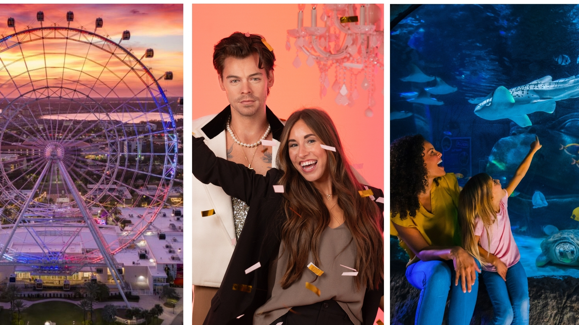 Collage showcasing 3 attractions by Merlin Entertainments.